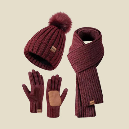 Ribbed Knit Beanie Scarf Gloves Set | Women's Accessories 3