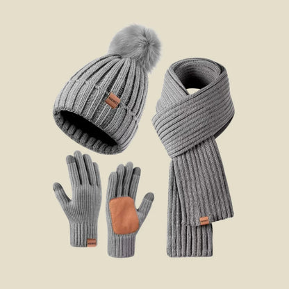 Ribbed Knit Beanie Scarf Gloves Set | Women's Accessories 4
