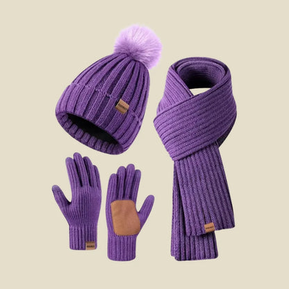 Ribbed Knit Beanie Scarf Gloves Set | Women's Accessories 5