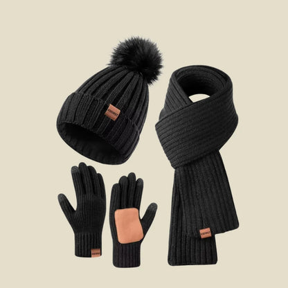 Ribbed Knit Beanie Scarf Gloves Set | Women's Accessories 7