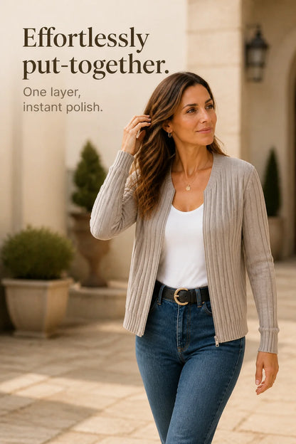 Rivknit – Ribbed Knit Zip-Front Cardigan 7