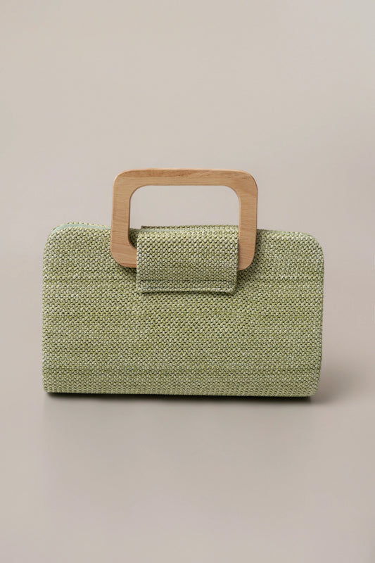 Sage Isola Clutch | Textured Woven Fabric Handbag 0