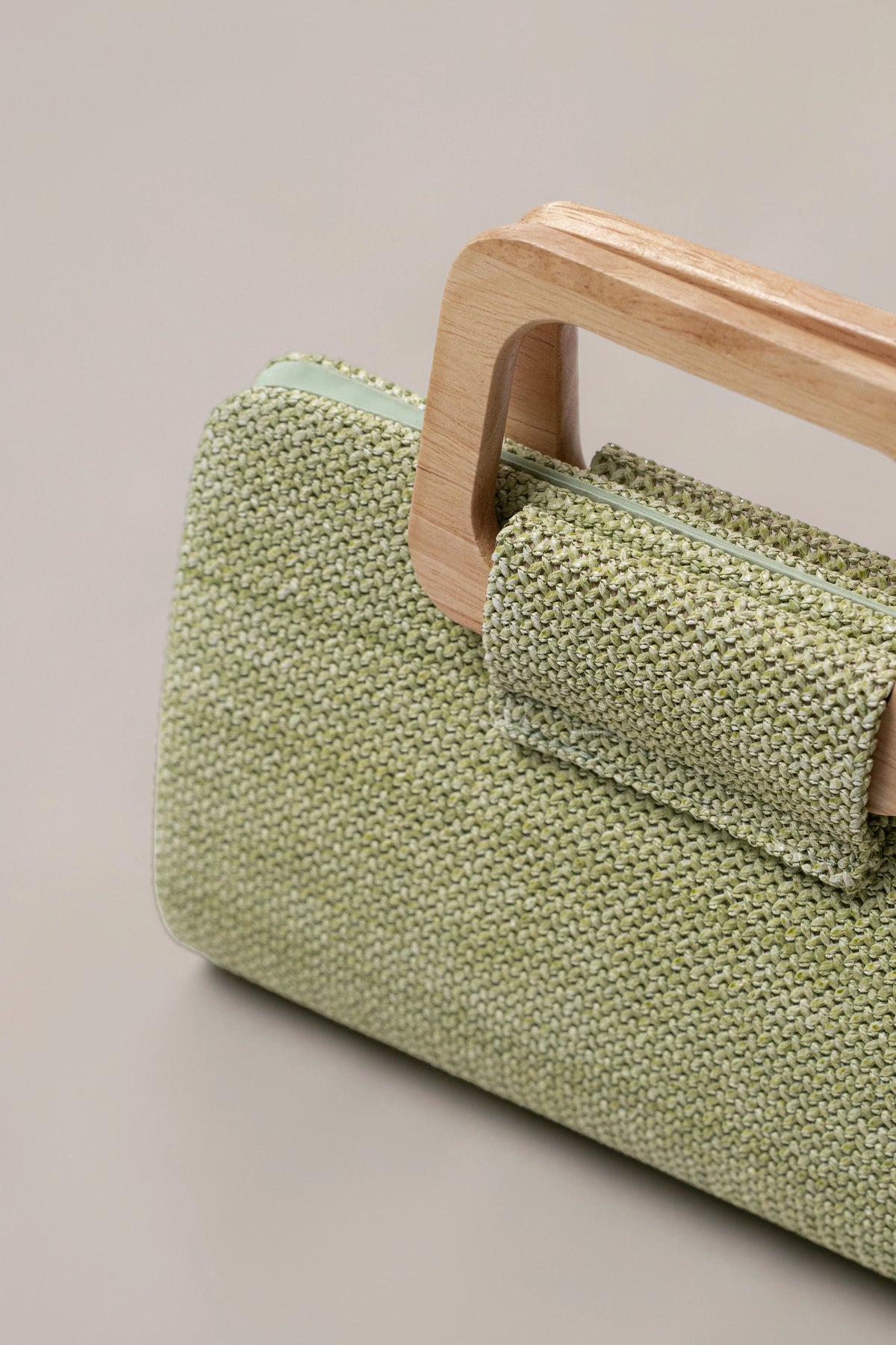 Sage Isola Clutch | Textured Woven Fabric Handbag 2