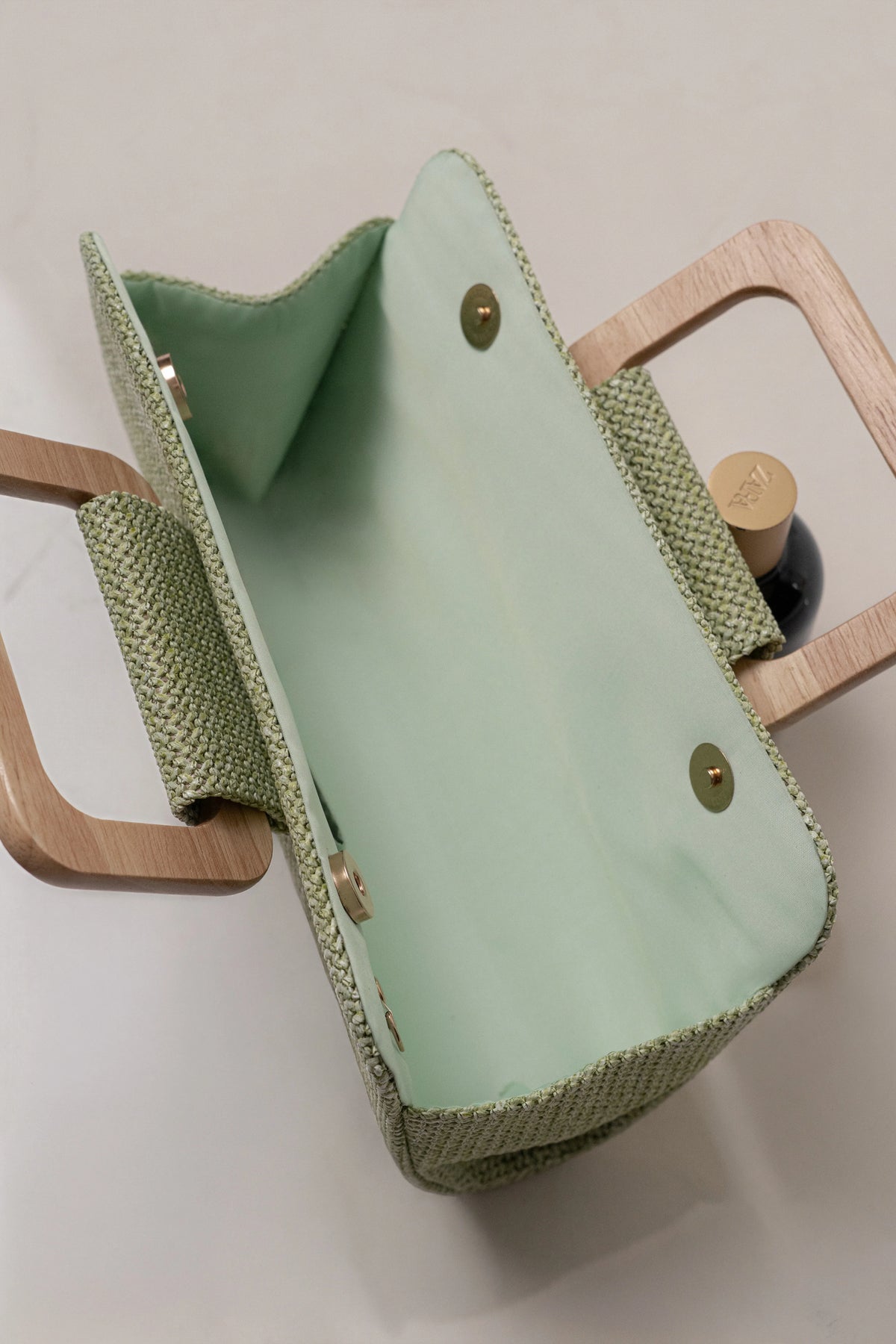 Sage Isola Clutch | Textured Woven Fabric Handbag 6