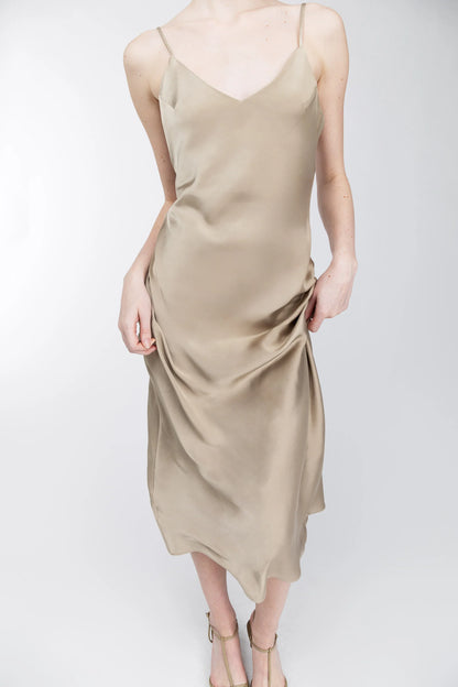 Satin V-Neck Slip Midi Dress | Women's Cocktail Dress 5