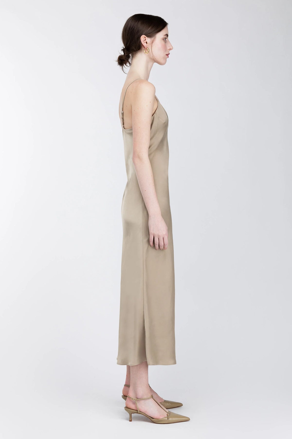 Satin V-Neck Slip Midi Dress | Women's Cocktail Dress 6