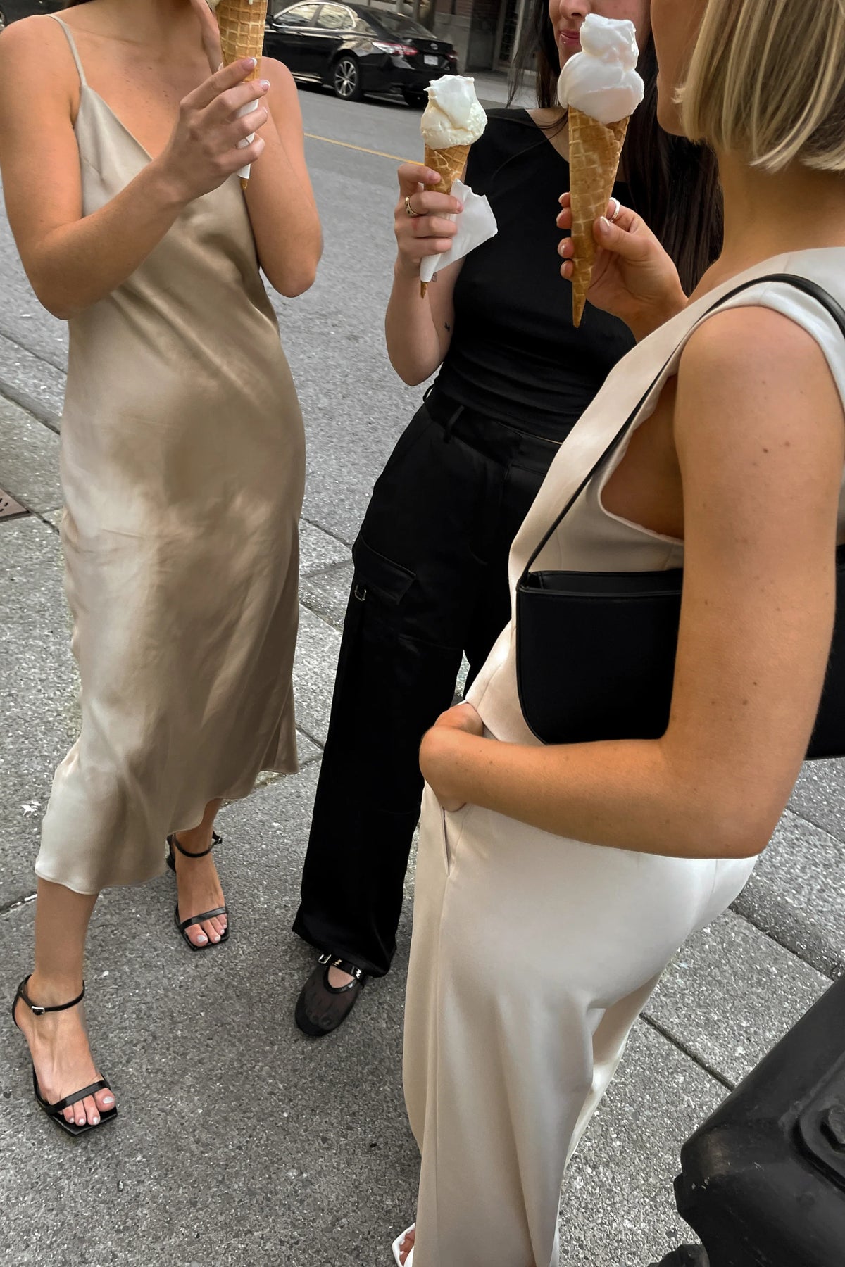 Satin V-Neck Slip Midi Dress | Women's Cocktail Dress 7