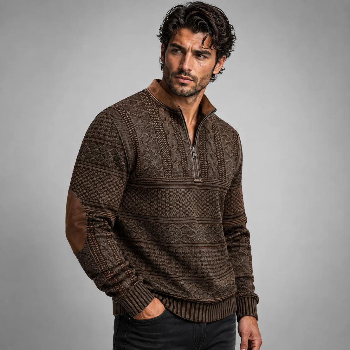Siena | Men's Half Zip Sweater with Textured Knit Design 3