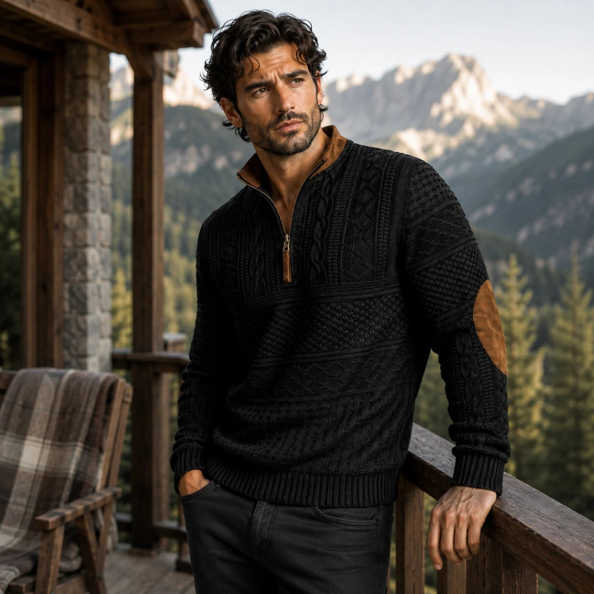 Siena | Men's Half Zip Sweater with Textured Knit Design 8