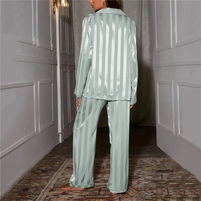 Satin Pajama Set | Women's Elegant Long Sleeve Pyjamas 5