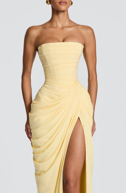 Sky | Women Strapless Maxi Dress with Corset Waist 4
