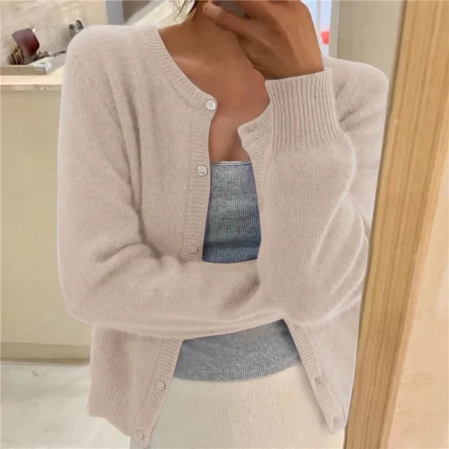 Soft Knit Cardigan with Button Front and Round Neckline 2