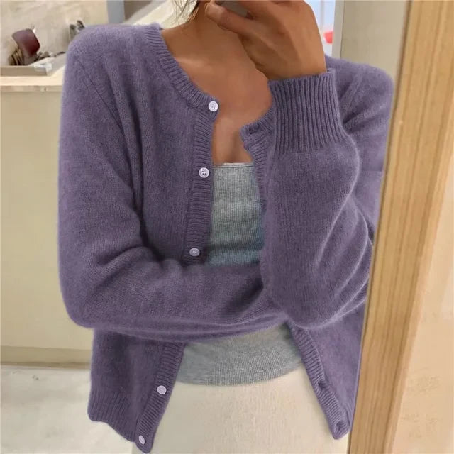 Soft Knit Cardigan with Button Front and Round Neckline 3