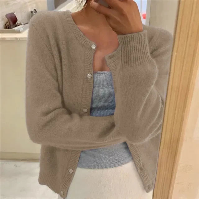Soft Knit Cardigan with Button Front and Round Neckline 4
