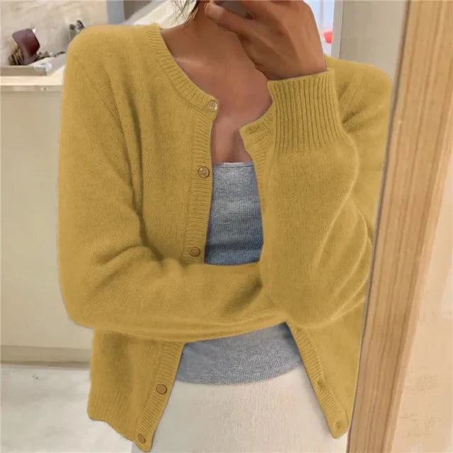 Soft Knit Cardigan with Button Front and Round Neckline 5