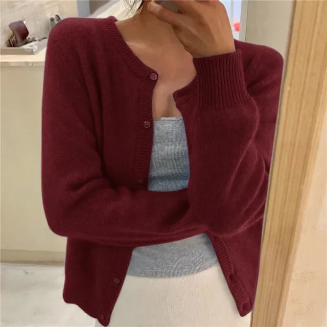 Soft Knit Cardigan with Button Front and Round Neckline 6