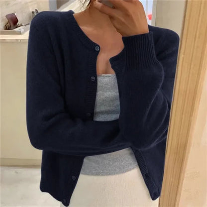 Soft Knit Cardigan with Button Front and Round Neckline 8