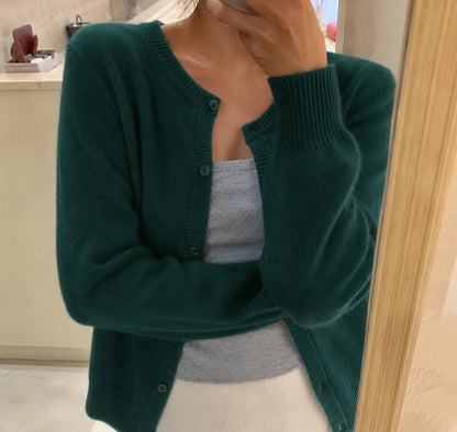 Soft Knit Cardigan with Button Front and Round Neckline 9