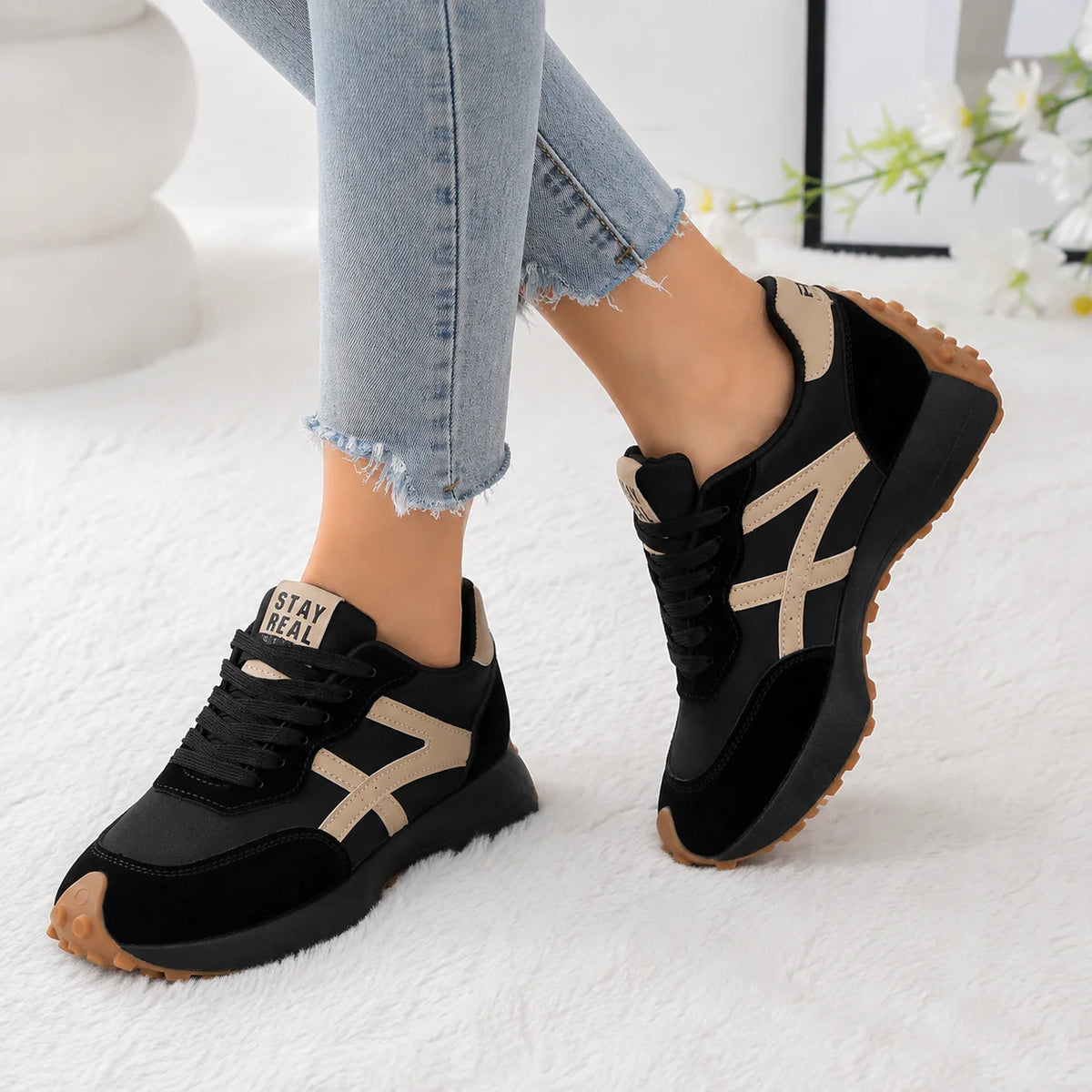 Solenne | Women's Flat-Platform Non-Slip Chunky Sneakers 10