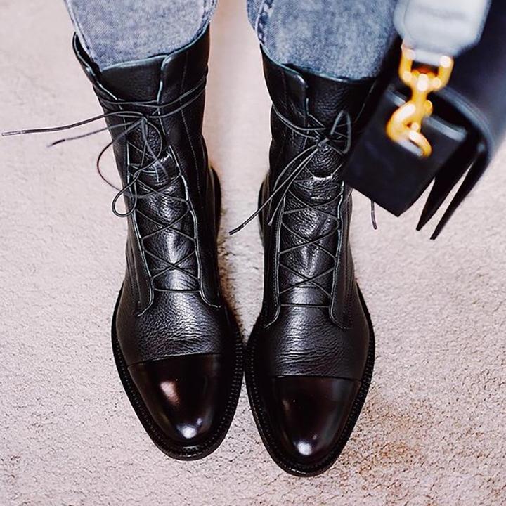 Sophia | Elegant Lace-Up Leather Ankle Boots 3