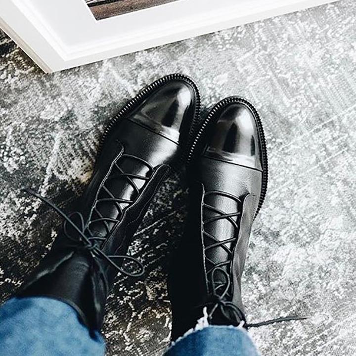 Sophia | Elegant Lace-Up Leather Ankle Boots 6