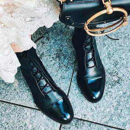 Sophia | Elegant Lace-Up Leather Ankle Boots 7