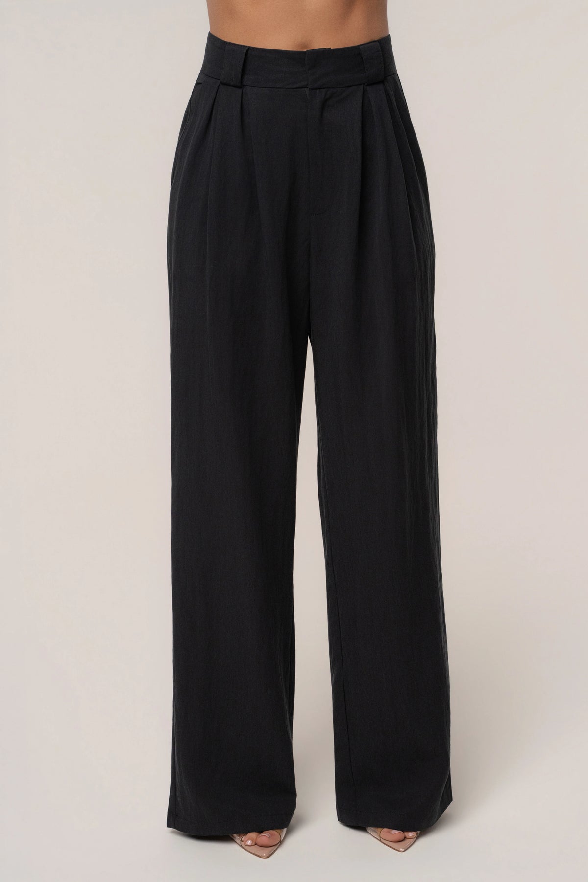 Stay Ready | Black High-Waisted Wide-Leg Trousers 1