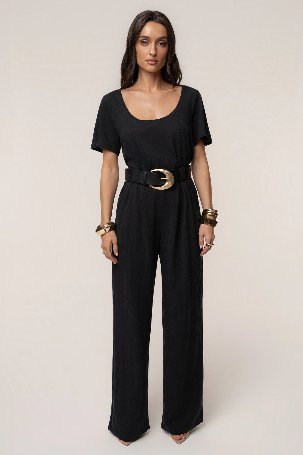 Stay Ready | Black High-Waisted Wide-Leg Trousers 3