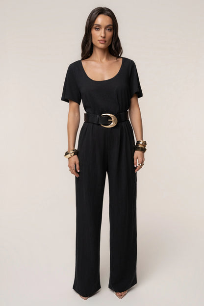 Stay Ready | Black High-Waisted Wide-Leg Trousers 3