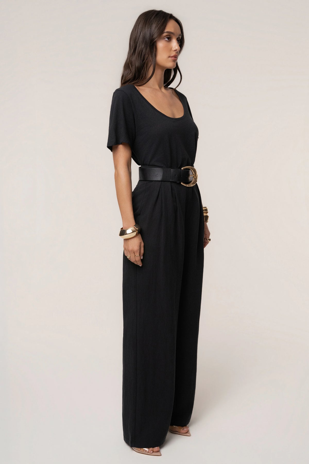 Stay Ready | Black High-Waisted Wide-Leg Trousers 4