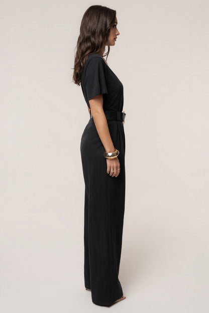 Stay Ready | Black High-Waisted Wide-Leg Trousers 6
