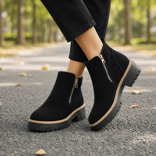 Stepara | Women's Side-Zip Suede Chelsea Boots Wide Toe 0