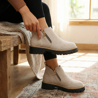 Stepara | Women's Side-Zip Suede Chelsea Boots Wide Toe 2