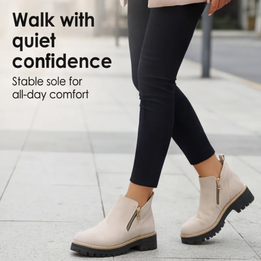 Stepara | Women's Side-Zip Suede Chelsea Boots Wide Toe 4