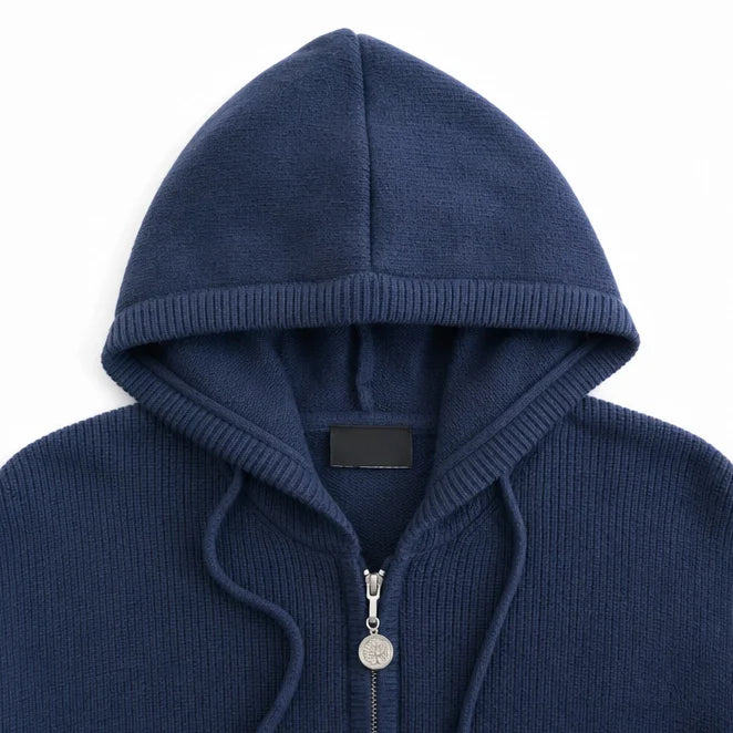 Women's Striped-Sleeve Zip Hoodie | Drop-Shoulder Knit Sweatshirt 8