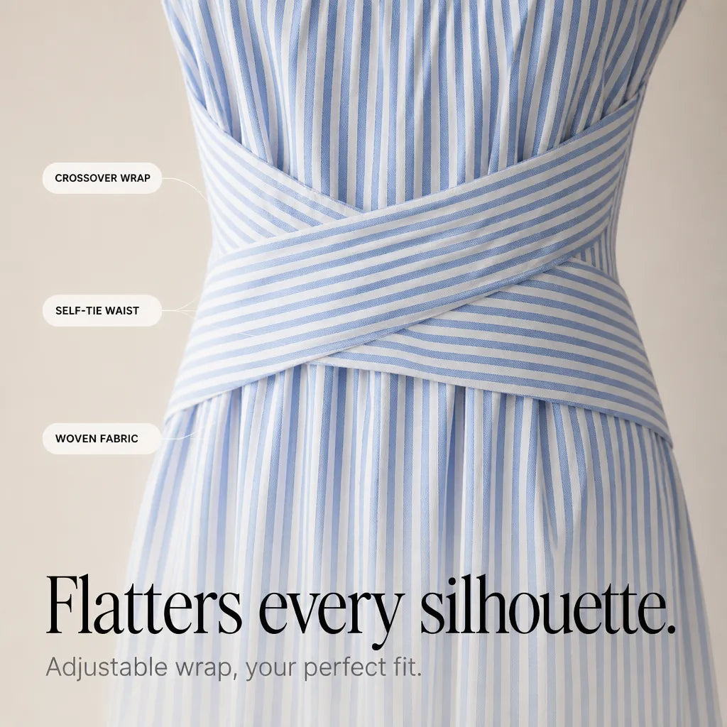 Striped Wrap Waist Maxi Dress Sleeveless 4