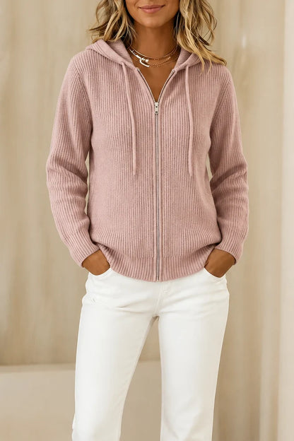 Stripevie – Ribbed Stretch-Knit Zip-Up Cardigan 0