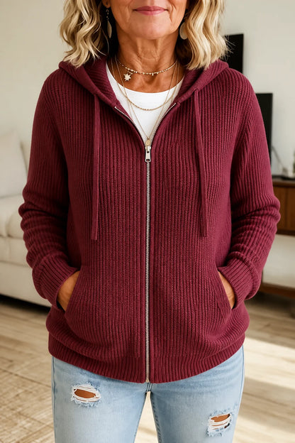 Stripevie – Ribbed Stretch-Knit Zip-Up Cardigan 10