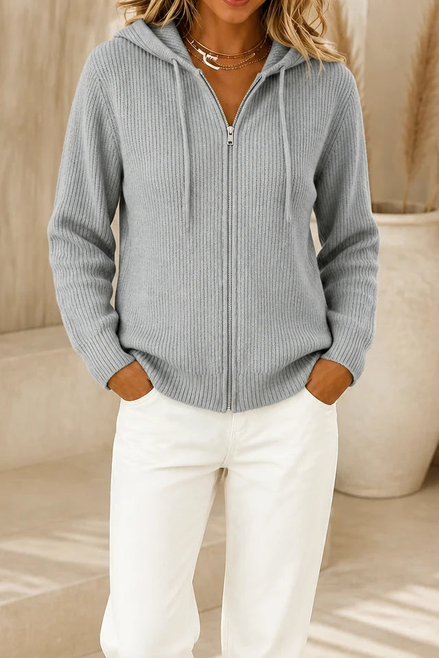 Stripevie – Ribbed Stretch-Knit Zip-Up Cardigan 13