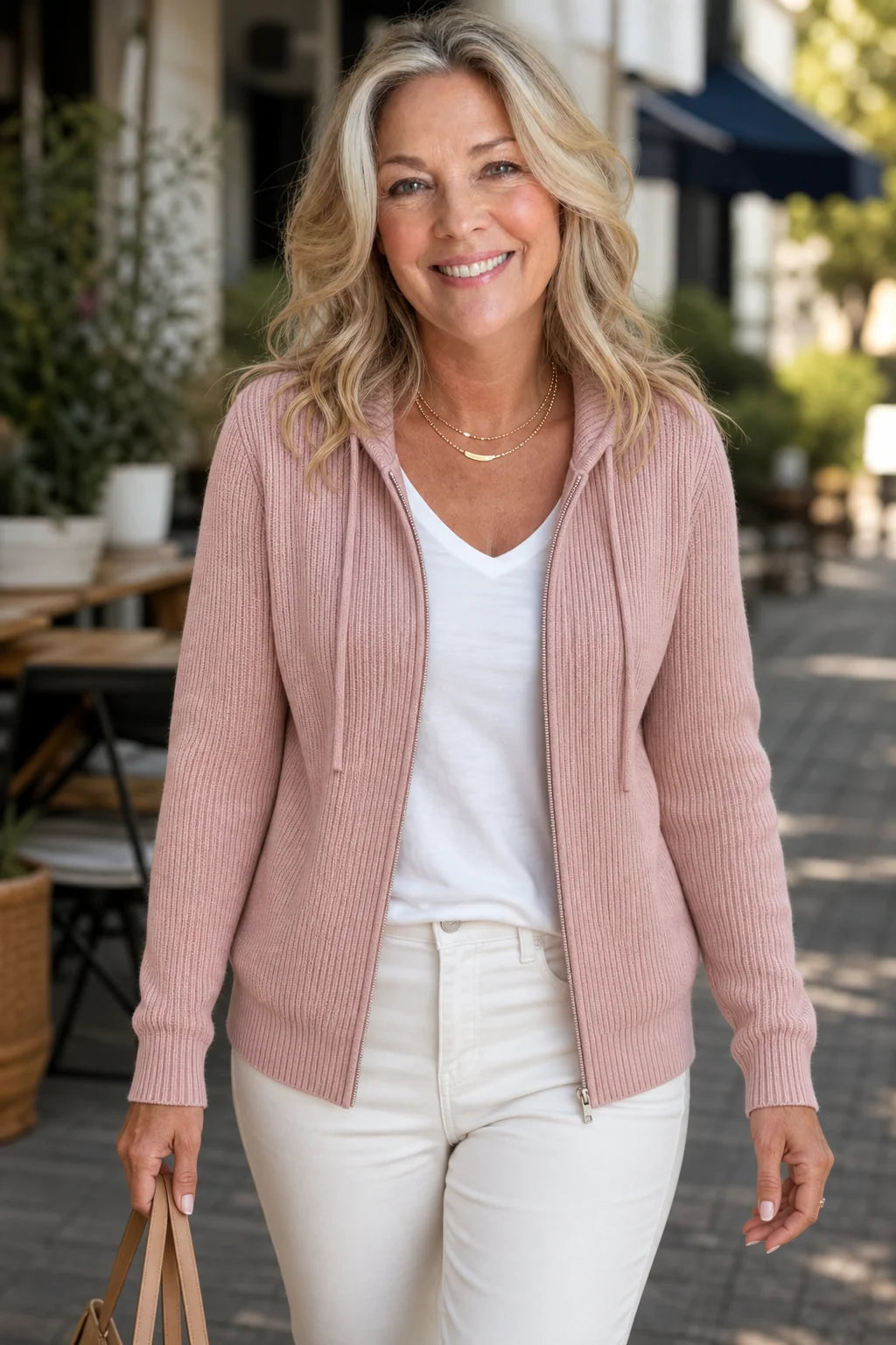 Stripevie – Ribbed Stretch-Knit Zip-Up Cardigan 6