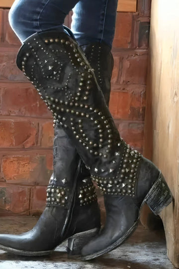 Studded Knee High Cowboy Boots | Women's Western Boots