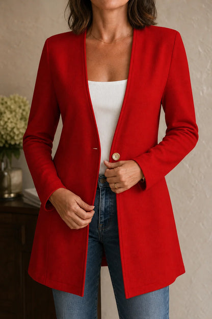 V-Neck Single-Button A-Line Blazer | Women's Stretch Blazer 1
