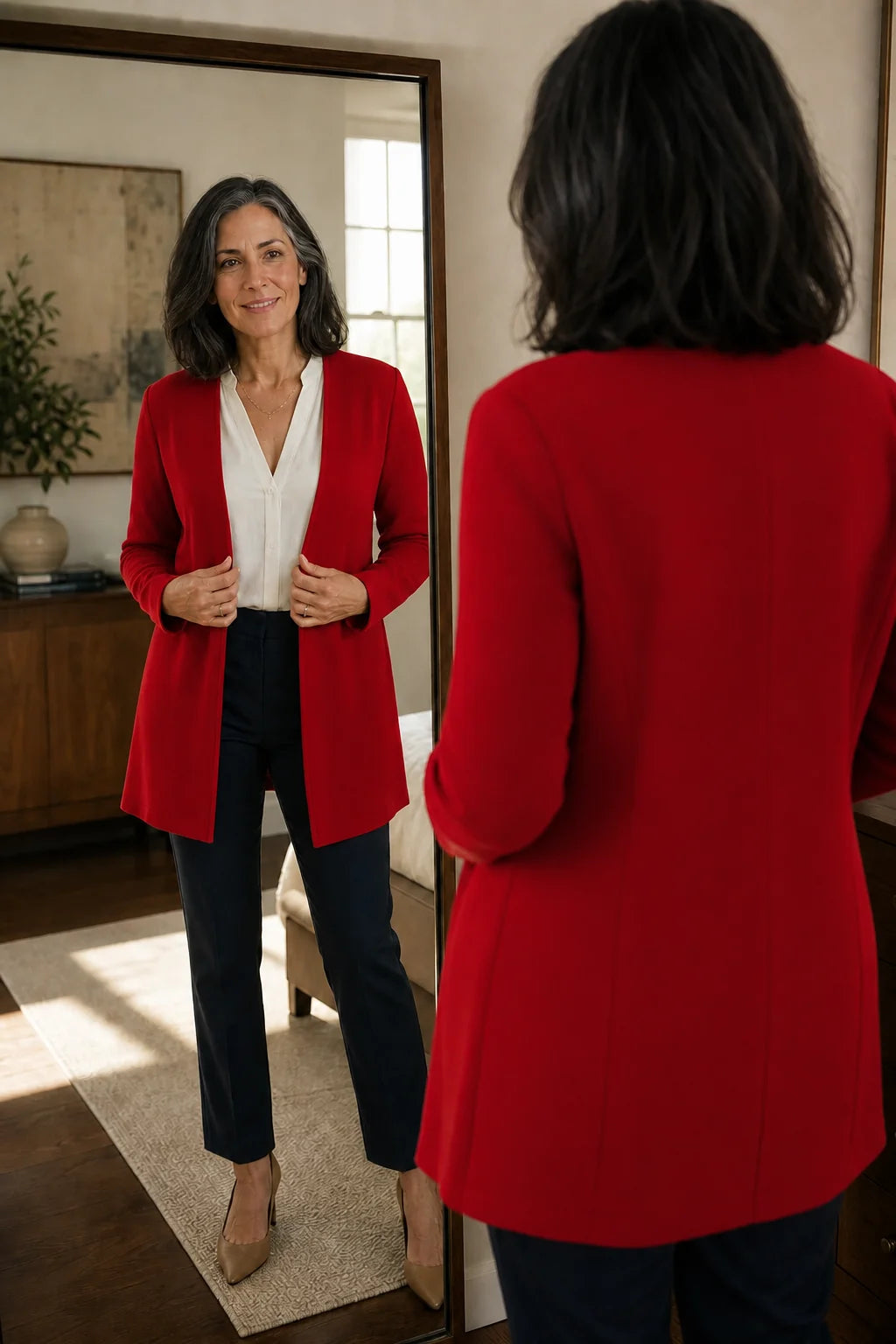 V-Neck Single-Button A-Line Blazer | Women's Stretch Blazer 3