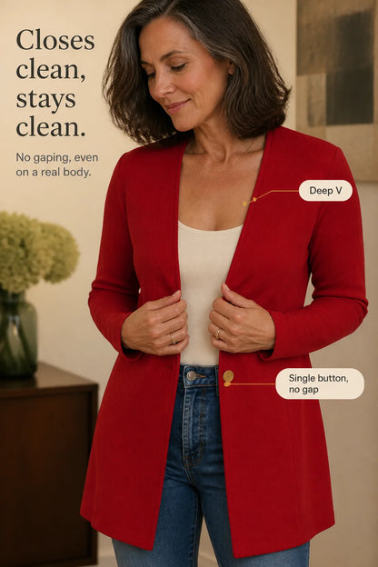V-Neck Single-Button A-Line Blazer | Women's Stretch Blazer 6