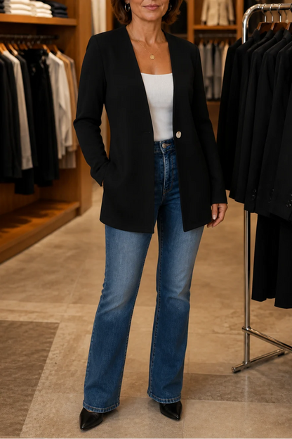V-Neck Single-Button A-Line Blazer | Women's Stretch Blazer 9