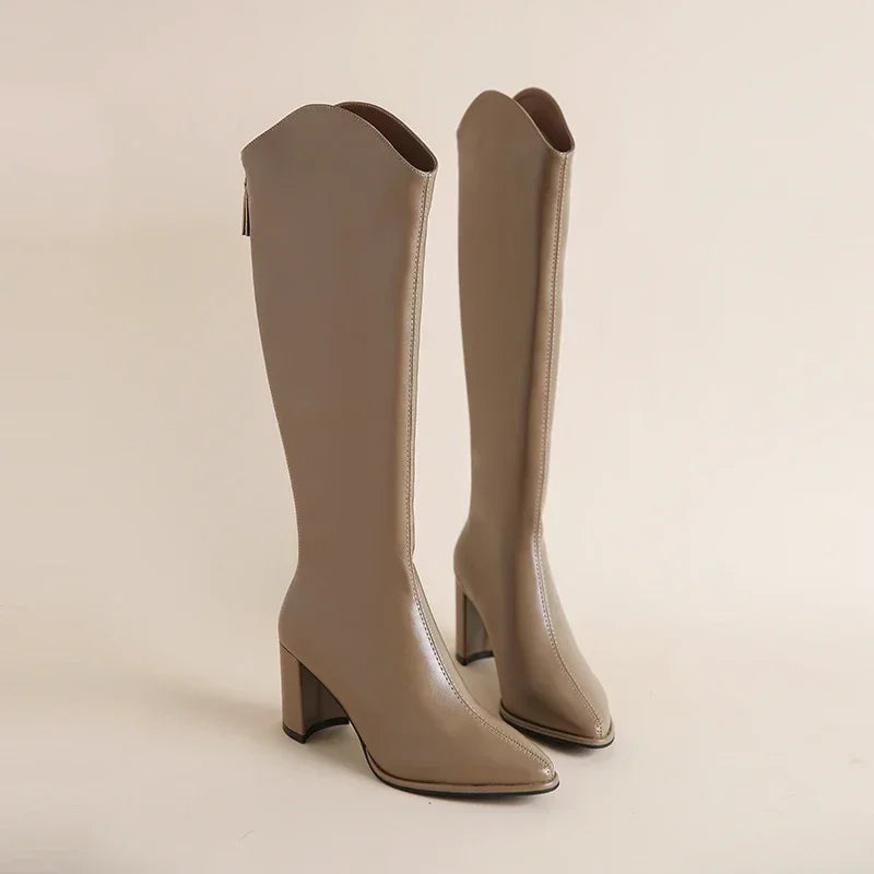 Valeria | Knee-High Faux Leather Longline Boots 0