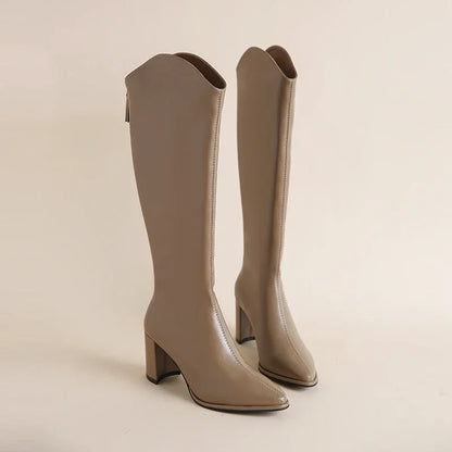 Valeria | Knee-High Faux Leather Longline Boots 0