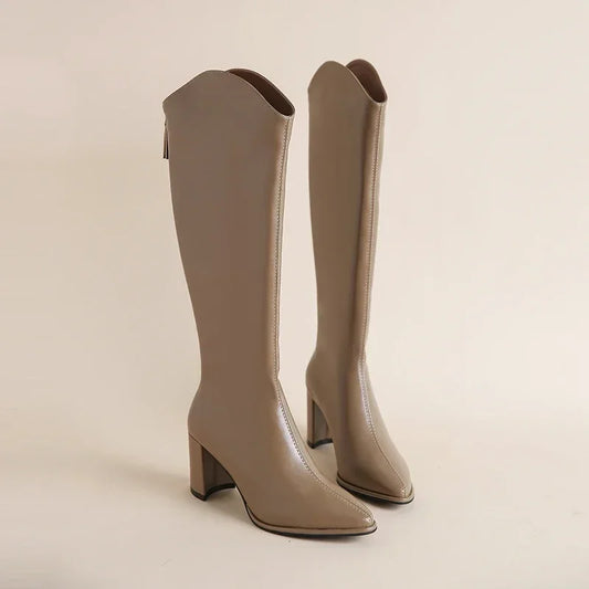 Valeria | Knee-High Faux Leather Longline Boots 0
