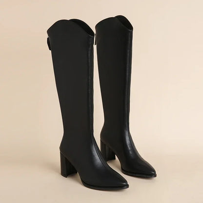 Valeria | Knee-High Faux Leather Longline Boots 1