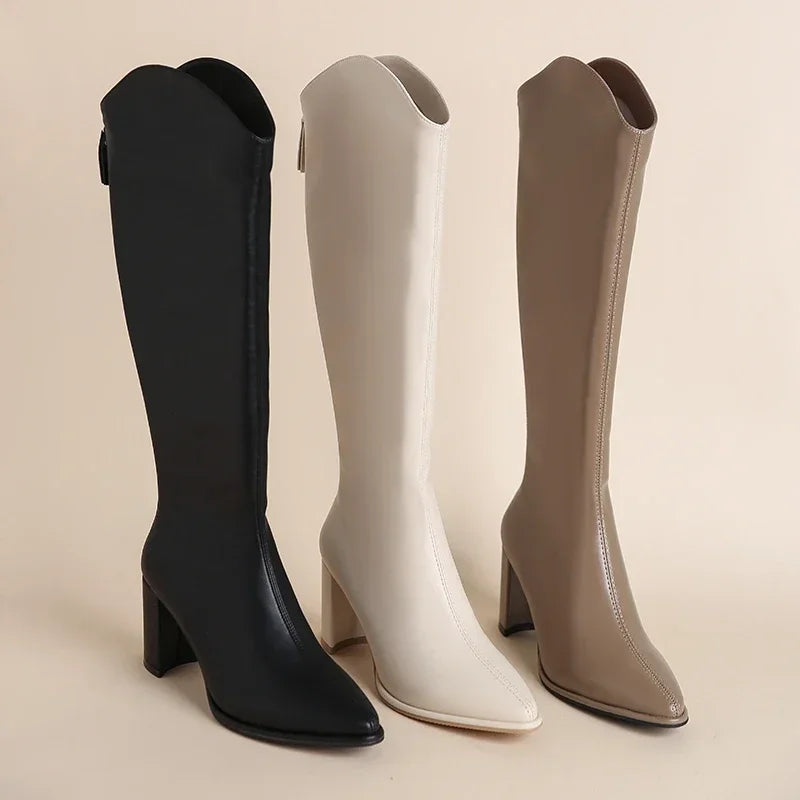 Valeria | Knee-High Faux Leather Longline Boots 3